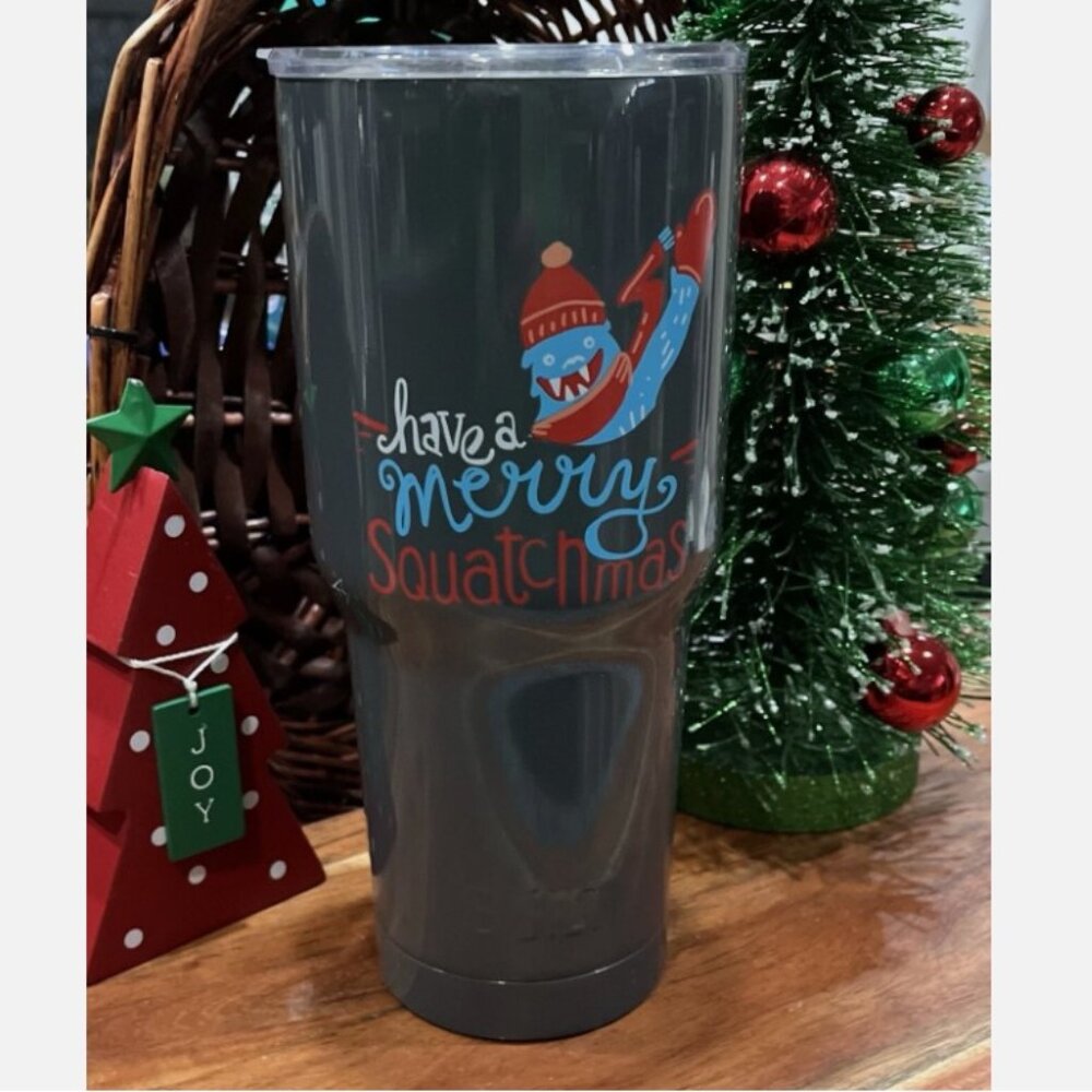 Built 30oz stainless steel tumbler water bottle cup Christmas Bigfoot sasquatch